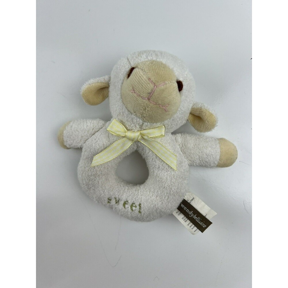 Wendy Bellissimo SWEET BABY LAMB RATTLE 5" Plush STUFFED ANIMAL Toy Lovey Baby